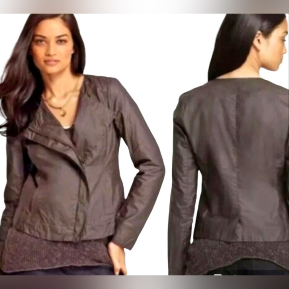 Eileen Fisher Waxed Cotton Chocolate Brown Jacket